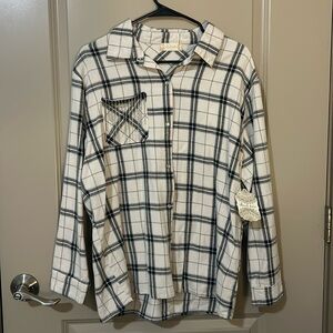 Altar’d State Jewel Fringe Flannel - New With Tags